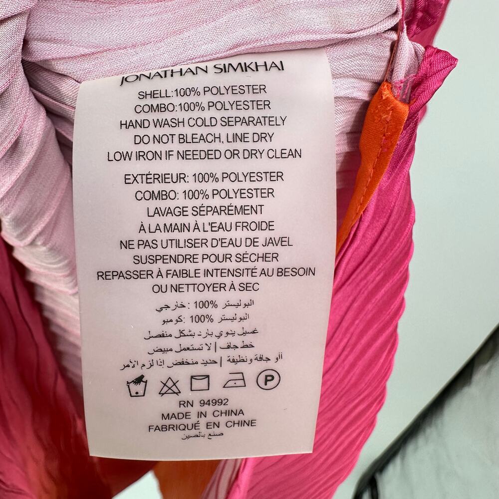 Jonathan Simkhai Augustine Coverup Kaftan Size S Tangerine Pink Pleated Fairy - Picture 11 of 14